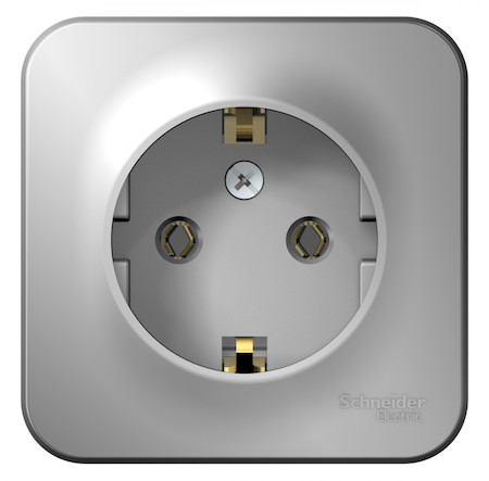 Schneider Electric BLNRA010103 BLANCA О/У РОЗЕТКА с заземлением без шторок, 16А, 250В, АЛЮМИНИЙ