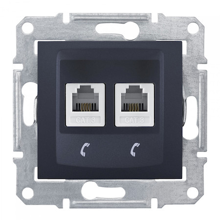 Schneider Electric SDN4201170 SEDNA РОЗЕТКА ТЕЛЕФОННАЯ RJ11, двойная, ГРАФИТ