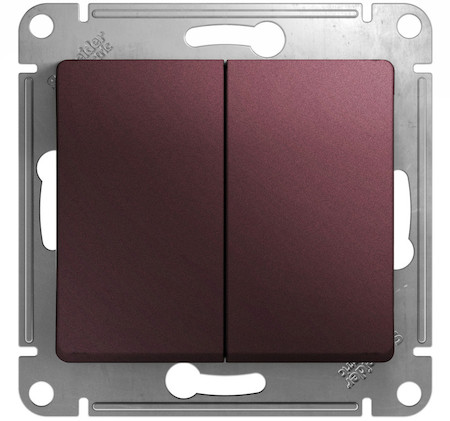 Schneider Electric GSL001151 GLOSSA 2-клавишный ВЫКЛЮЧАТЕЛЬ,сх.5,10AX, механизм, БАКЛАЖАНОВЫЙ