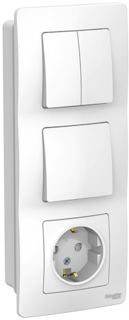Schneider Electric BLNBS101201 BLANCA С/У БЛОК: РОЗЕТ з/к шт 16А, 250В + ВЫКЛ 1-кл. + ВЫКЛ 2-кл. БЕЛЫЙ