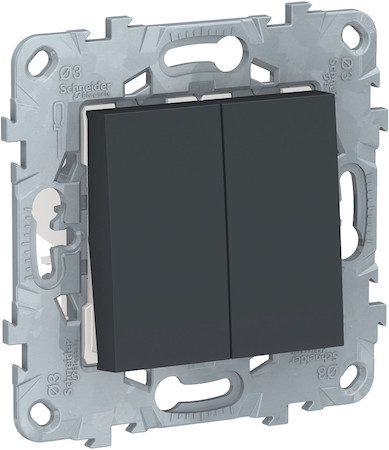 Schneider Electric NU521554 UNICA NEW переключатель 2-клав, перекрестный, 2 x сх. 7, 10 AX, 250 В, антрацит