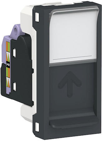 Schneider Electric NU341454 UNICA MODULAR розетка компьютерная, RJ45,одиночная, кат. 6 UTP,1 модуль,антрацит
