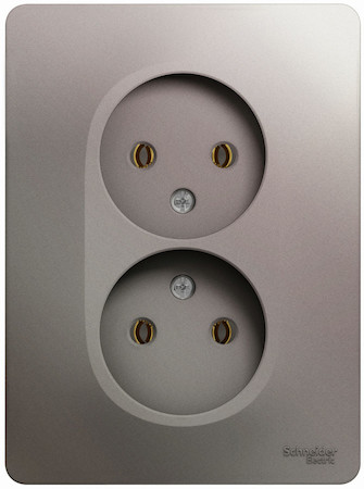 Schneider Electric GSL001220 GLOSSA РОЗЕТКА двойная без заземления,16А, 250В, в сборе,ПЛАТИНА