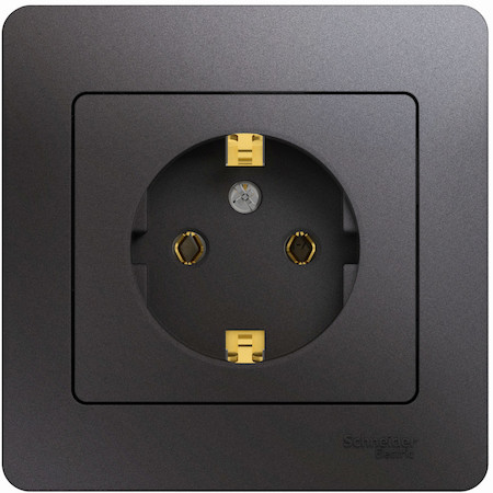 Schneider Electric GSL001342 GLOSSA РОЗЕТКА с заземлением,16А, 250В, в сборе,ГРАФИТ