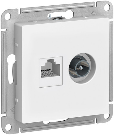 Schneider Electric ATN000189 ATLASDESIGN РОЗЕТКА двойная ТВ + компьютерная RJ45, кат. 5Е, БЕЛЫЙ