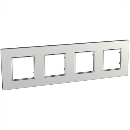 Schneider Electric MGU6.708.55 UNICA QUADRO РАМКА 4-постовая, СЕРЕБРО