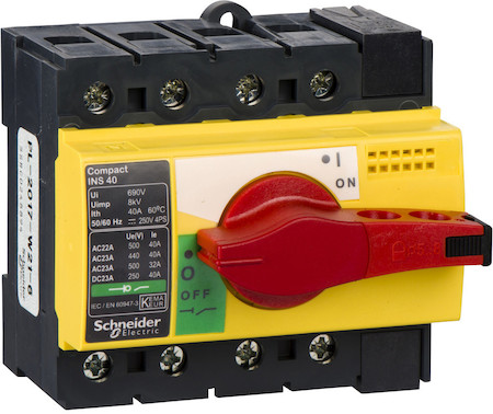 Schneider Electric 28917 ВЫКЛЮЧАТЕЛЬ-РАЗЪЕДИНИТЕЛЬ INS40 4P КРАСЦЕПИТЕЛЬ -ЖЕЛТ.