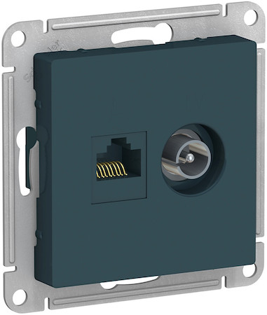 Schneider Electric ATN000889 ATLASDESIGN РОЗЕТКА двойная ТВ + компьютерная RJ45, кат. 5Е, ИЗУМРУД