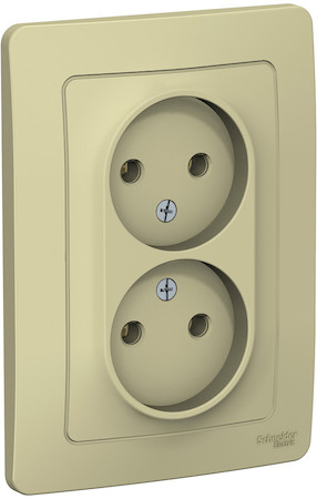 Schneider Electric BLNRS000027 BLANCA С/У РОЗЕТКА двойная без заземления без шторок, 16А, 250В, БЕЖЕВЫЙ