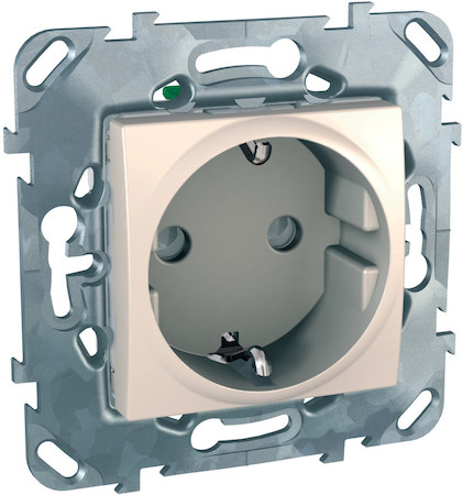 Schneider Electric MGU5.057.25ZD UNICA РОЗЕТКА с зазем., со штор., с быстрозажим. клеммами, 16 А, 250 В, БЕЖЕВЫЙ