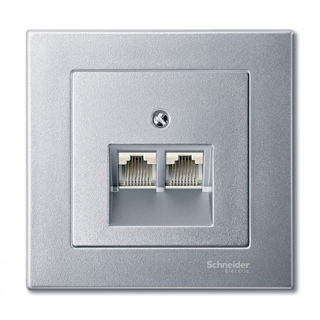 Schneider Electric MTN298060 MERTEN ЦЕНТР.ПЛАТА д/розетки RJ45, 2 поста, АЛЮМИНИЙ, SM