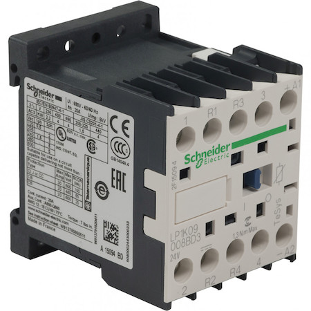 Schneider Electric LP1K09008BD3 КОНТАКТОР K 4Р (2 НО + 2 НЗ),AC1.20A,24V DС,ОГРАН. ПЕРЕНАПРЯЖЕНИЙ,ЗАЖИМ ПОД ВИНТ