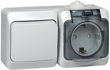 Schneider Electric BPA16-246C ЭТЮД IР44 О/У БЛОК: РОЗ. з/к со шт. 16А 250B, ПЕРЕК.1-клав.10А, СЕРЫЙ, Россия