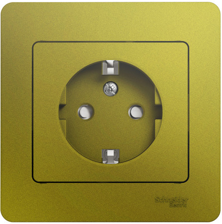 Schneider Electric GSL001044 GLOSSA РОЗЕТКА с заземлением со шторками,16А, 250В, в сборе,ФИСТАШКОВЫЙ