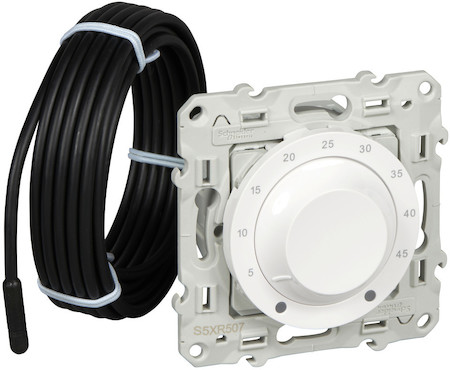 Schneider Electric S52R507 ODACE ТЕРМОСТАТ теплого пола, электронный, с внешним датчиком, 10 А, БЕЛЫЙ