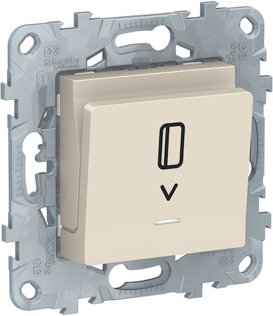 Schneider Electric NU528344 UNICA NEW выключатель карточный, с подсветкой, 10 А, бежевый