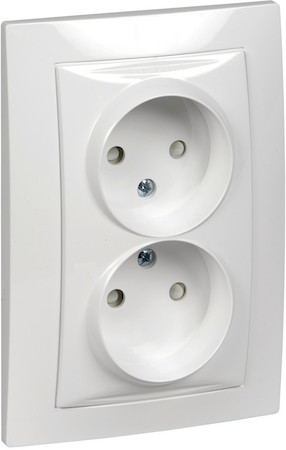 Schneider Electric MGU23.063.18D UNICA РОЗЕТКА двойная, со шторками, без заземления, БЕЛЫЙ
