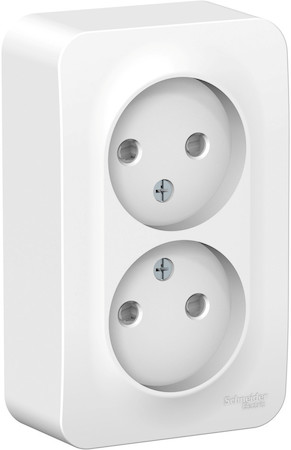 Schneider Electric BLNRA001201 BLANCA О/У РОЗЕТКА двойная без заземления со шторками, 16А, 250В, БЕЛЫЙ
