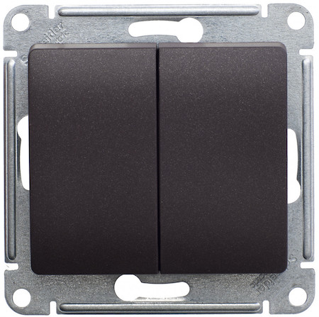 Schneider Electric GSL000865 GLOSSA 2-клавишный ПЕРЕКЛЮЧАТЕЛЬ, сх.6/2,10AX, механизм, ШОКОЛАД