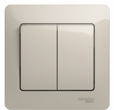 Schneider Electric GSL000952 GLOSSA 2-клавишный ВЫКЛЮЧАТЕЛЬ,сх.5,10AX, в сборе,МОЛОЧНЫЙ