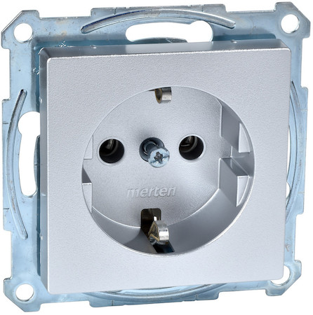 Schneider Electric MTN2401-0460 MERTEN РОЗЕТКА с заземлением, со шторками, АЛЮМИНИЙ, SM