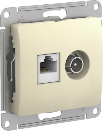 Schneider Electric GSL000289 GLOSSA РОЗЕТКА двойная ТВ + компьютерная RJ45, кат. 5Е, механизм, БЕЖЕВЫЙ
