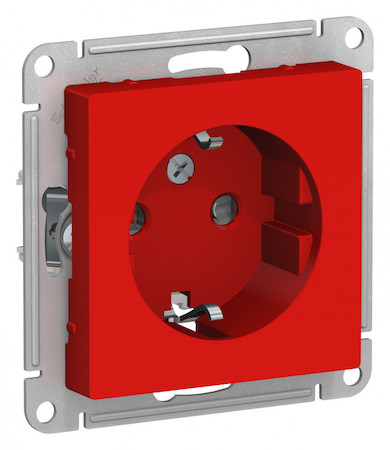 Schneider Electric ATN002045 ATLASDESIGN РОЗЕТКА с заземлением со шторками, 16А, механизм, КРАСНЫЙ
