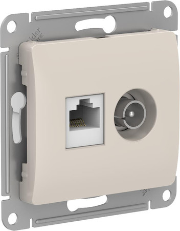 Schneider Electric GSL000989 GLOSSA РОЗЕТКА двойная ТВ + компьютерная RJ45, кат. 5Е, механизм, МОЛОЧНЫЙ