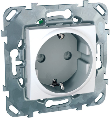 Schneider Electric MGU5.057.18ZD UNICA РОЗЕТКА с зазем., со штор., с быстрозажим. клеммами, 16 А, 250 В, БЕЛЫЙ