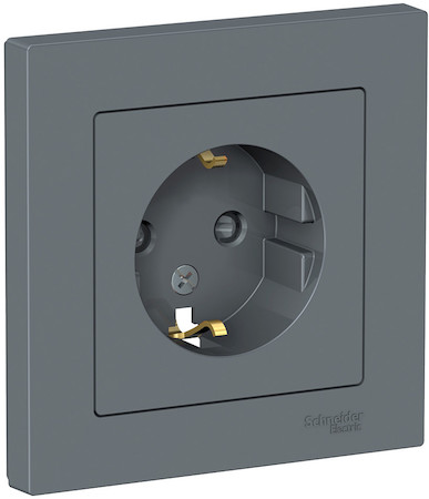Schneider Electric ATN000744 ATLASDESIGN РОЗЕТКА с заземлением со шторками, 16А, в сборе, ГРИФЕЛЬ