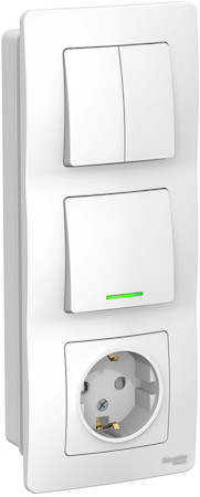 Schneider Electric BLNBS101211 BLANCA С/У БЛОК: РОЗЕТ з/к шт 16А, 250В + ВЫКЛ 1-кл. с подсв. + ВЫКЛ 2-кл. БЕЛЫЙ