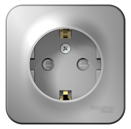 Schneider Electric BLNRA011103 BLANCA О/У РОЗЕТКА с заземлением со шторками, 16А, 250В, АЛЮМИНИЙ