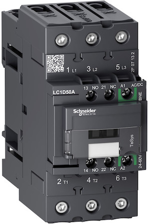 Schneider Electric LC1D50ABNE КОНТАКТОР D 3P,50A,НО+НЗ,С УНИВЕРСАЛЬНОЙ КАТУШКОЙ УПРАВЛЕНИЯ 24-60BAC/DC