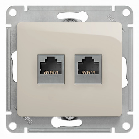 Schneider Electric GSL000985 GLOSSA РОЗЕТКА двойная RJ11+RJ45, кат.5E,механизм, МОЛОЧНЫЙ