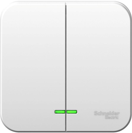 Schneider Electric BLNVA105111 BLANCA О/У 2-клавишный ВЫКЛЮЧАТЕЛЬ (cх.5) с подсв.ИЗОЛ.ПЛ.,10А,250B,БЕЛЫЙ