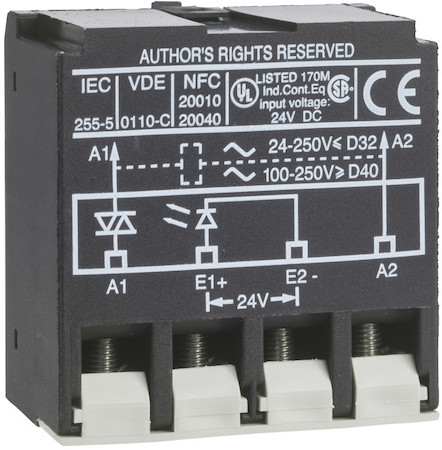 Schneider Electric LA4DWB ИНТЕРФЕЙСНЫЙ ТВЕРДОТЕЛЬНЫЙ МОДУЛЬ 24…250V