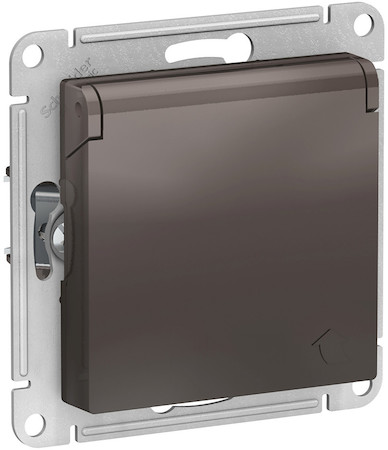 Schneider Electric ATN000646 ATLASDESIGN РОЗЕТКА с заземл. со шторками с крышкой, 16А, IP20, механизм, МОККО