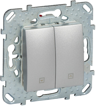 Schneider Electric MGU5.207.30ZD UNICA TOP ВЫКЛЮЧАТЕЛЬ 2-клавишный, для жалюзи, без фиксации, 2 х сх. 4, АЛЮМИНИЙ