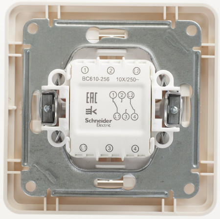 Schneider Electric VS610-256-28 W59 2-клавишный ПЕРЕКЛЮЧАТЕЛЬ, 10АХ, в сборе, СЛОНОВАЯ КОСТЬ