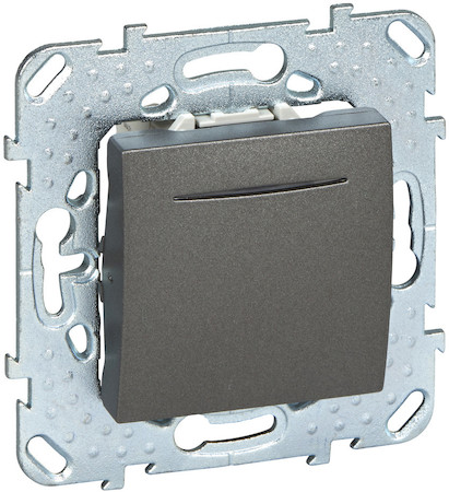 Schneider Electric MGU5.206.12NZD UNICA TOP ВЫКЛЮЧАТЕЛЬ 1-клавишный, кнопочный, с подсветкой, сх. 1а, ГРАФИТ