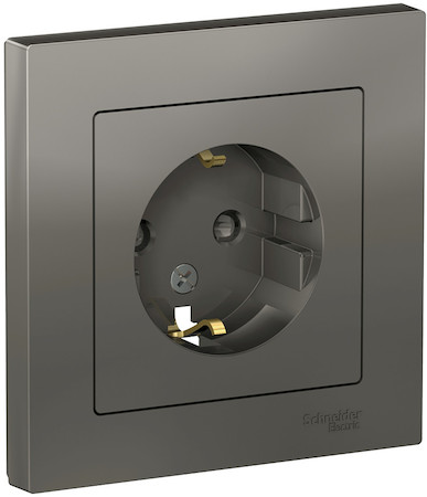 Schneider Electric ATN000944 ATLASDESIGN РОЗЕТКА с заземлением со шторками, 16А, в сборе, СТАЛЬ
