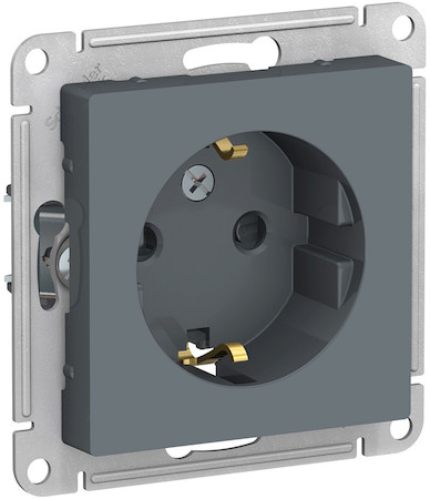 Schneider Electric ATN000745 ATLASDESIGN РОЗЕТКА с заземлением со шторками, 16А, механизм, ГРИФЕЛЬ