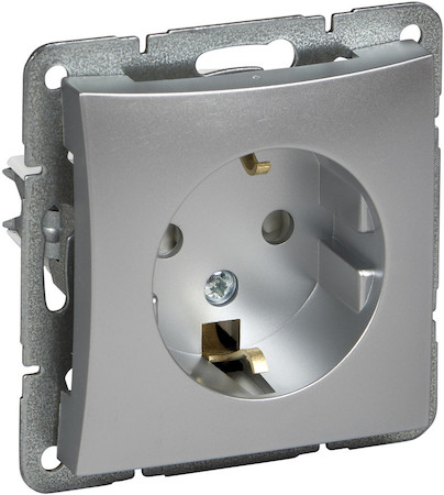 Schneider Electric WDE000345 ДУЭТ РОЗЕТКА с заземлением со шторками, 16А, механизм, СЕРЕБРИСТЫЙ