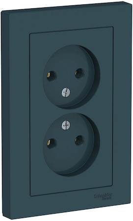 Schneider Electric ATN000820 ATLASDESIGN РОЗЕТКА двойная без заземления,16А, в сборе, ИЗУМРУД