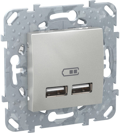 Schneider Electric MGU5.418.30ZD UNICA TOP РОЗЕТКА USB, 2.1 А, АЛЮМИНИЙ
