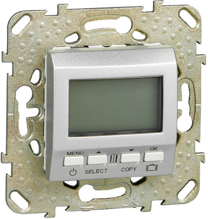 Schneider Electric MGU5.505.30ZD UNICA TOP ТЕРМОСТАТ программируемый, недельный, встроенный термодатчик, АЛЮМИНИЙ