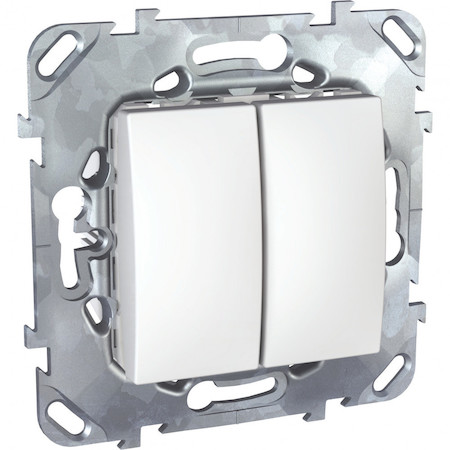 Schneider Electric MGU5.211.18ZD UNICA ВЫКЛЮЧАТЕЛЬ 2-клавишный, сх. 5, 10 АX, 250 В, БЕЛЫЙ