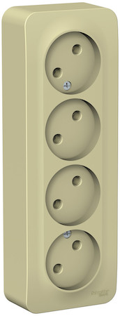 Schneider Electric BLNRA000417 BLANCA О/У РОЗЕТКА 4-ая без заземл. без шторок ИЗОЛ.ПЛ., 16А, 250В, БЕЖЕВЫЙ