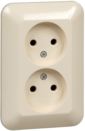 Schneider Electric RS16-211-SI ПРИМА дв. розетка без з/к без шт.