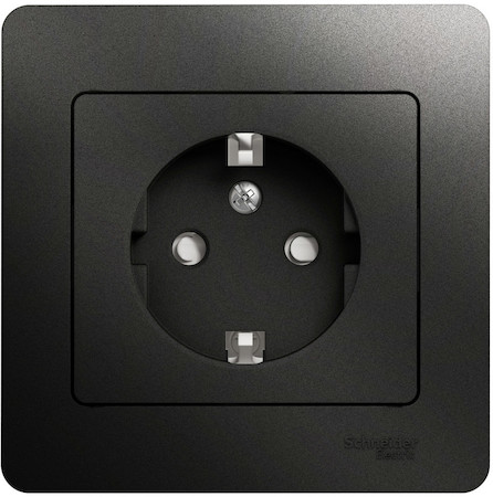 Schneider Electric GSL000744 GLOSSA РОЗЕТКА с заземлением со шторками, в сборе, АНТРАЦИТ